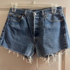 Levi's Distressed Blue Denim Shorts